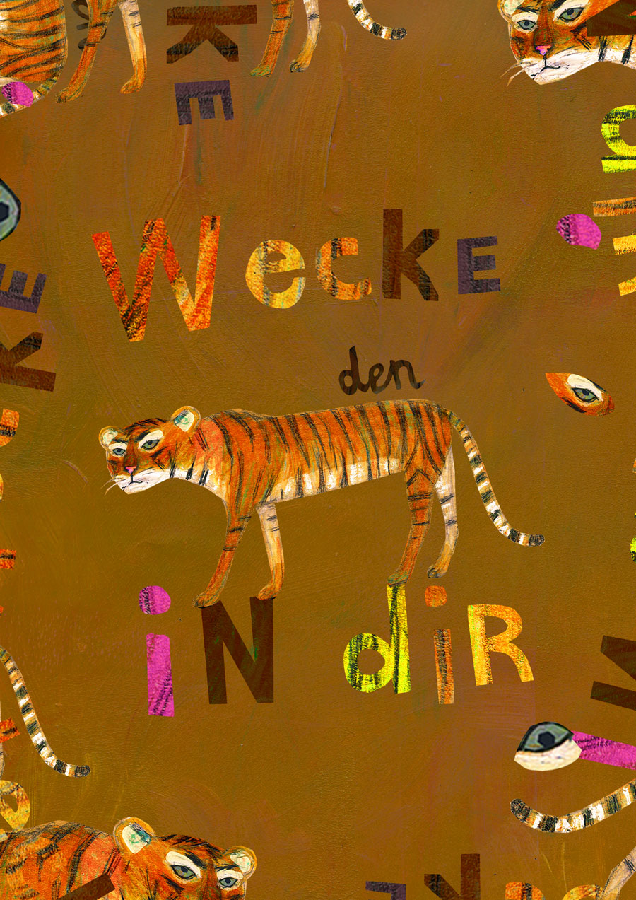Illustration eines Tigers mit Text 